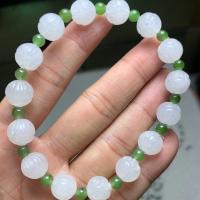 Hetian Jade Pulsera, Esférico, pulido, unisexo, Blanco, 9mm, longitud aproximado 7.5 Inch, Vendido por UD