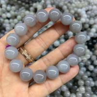 Hetian Jade bracelet, Rond, poli, unisexe, gris, 12mm, Longueur Environ 7.5 pouce, Vendu par PC