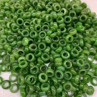 Hetian Jade abalorio con ajugero largo, Donut, pulido, Bricolaje, verde, 14x6x4mm, aproximado 30PCs/Bolsa, Vendido por Bolsa