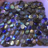 Λαμπραντόριτης Cabochon, Ωοειδής, γυαλισμένο, DIY, γκρί, 10x12mm, Περίπου 100PCs/τσάντα, Sold Με τσάντα