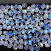 Moonstone cabochon, Ovale, lucido, DIY, bianco, 6x8mm, Appross. 100PC/borsa, Venduto da borsa