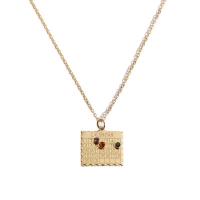 Collier d'acier titane, avec 1.97inch chaînes de rallonge, Plaqué or 18K, bijoux de mode & unisexe & avec strass, doré, 19x16mm, Longueur Environ 17.72 pouce, Vendu par PC