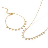 Collana di titanio acciaio, Titantium acciaio, gioielli di moda & regolabile & stili diversi per la scelta & Micro spianare cubic zirconia & per la donna, dorato, Venduto da PC