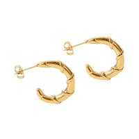 Brincos de garanhão de aço inoxidável, Aço inoxidável 304, Letra C, joias de moda & para mulher, dourado, 4x22mm, vendido por par