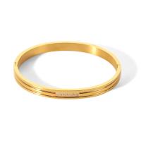 Partículas de acero Brazalete, Donut, Joyería & micro arcilla de zirconia cúbica & para mujer, dorado, 6mm, diámetro interior:aproximado 59mm, Vendido por UD