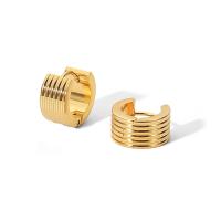 Titanium Aço Brinco, Partículas de aço, Rosca, joias de moda & para mulher, dourado, 7x13mm, vendido por par