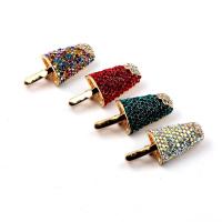 Strass Broche, Zinc Alloy, Ice Cream, gold plated, uniseks & met strass, meer kleuren voor de keuze, nikkel, lood en cadmium vrij, 40x18mm, Verkocht door PC