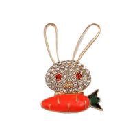 Strass Broche, Zinc Alloy, Konijn, gold plated, uniseks & glazuur & met strass, nikkel, lood en cadmium vrij, 29x48mm, Verkocht door PC