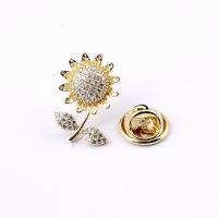 Cubic Zirconia Broche, metal, Girasol, chapado en color dorado, micro arcilla de zirconia cúbica & para mujer, más colores para la opción, libre de níquel, plomo & cadmio, 14x21mm, Vendido por UD