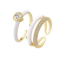 Kubieke Circonia Micro Pave Brass Ring, Messing, gold plated, Verstelbare & verschillende stijlen voor de keuze & voor vrouw & met strass, Verkocht door PC