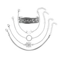 Pulseira de liga de zinco, with 1.96 inch extender chain, cromado de cor platina, 5 peças & para mulher, 17.5cm,17cm,19cm,18.5cm, vendido por Defina