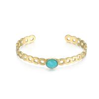 Acier inoxydable 304 bracelet manchette, avec turquoise, Réglable & pour femme & creux, plus de couleurs à choisir, 80x20mm, Vendu par PC