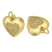 Cubic Zirconia Micro Pave Brass Pendant Heart gold color plated fashion jewelry & DIY & micro pave cubic zirconia & for woman golden Approx 3.5mm Sold By Lot