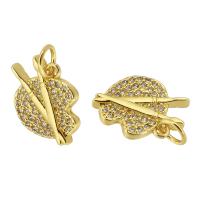 Cubic Zirconia Micro Pave Brass Pendant gold color plated fashion jewelry & DIY & micro pave cubic zirconia & for woman golden Approx 3mm Sold By Lot