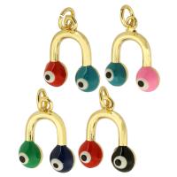 Evil Eye Hangers, Messing, gold plated, mode sieraden & DIY & boze oog patroon & voor vrouw & glazuur, meer kleuren voor de keuze, 22x20x5mm, Gat:Ca 3mm, 10pC's/Lot, Verkocht door Lot