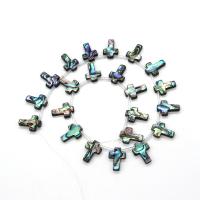 Χάντρες Shell Abalone, Abalone Shell, Σταυρός, DIY, πολύχρωμα, 13x18mm, Sold Per Περίπου 38 cm Strand