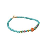 Edelsteen armbanden, Messing, met Natuurlijke Turquoise, Ronde, echt goud verguld, voor vrouw, gemengde kleuren, nikkel, lood en cadmium vrij, Lengte Ca 17.5 cm, Verkocht door PC