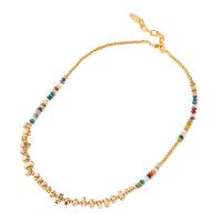 Gemstone smycken halsband, Natursten, med Mässing, med 5cm extender kedja, äkta guldpläterad, för kvinna, blandade färger, nickel, bly och kadmium gratis, Längd Ca 43 cm, Säljs av PC