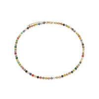 Gemstone smycken halsband, Natursten, med Mässing, med 5cm extender kedja, äkta guldpläterad, för kvinna, blandade färger, nickel, bly och kadmium gratis, Längd Ca 40 cm, Säljs av PC