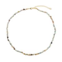 Gemstone smycken halsband, Natursten, med Mässing, med 5cm extender kedja, äkta guldpläterad, för kvinna, blandade färger, nickel, bly och kadmium gratis, Längd Ca 40 cm, Säljs av PC