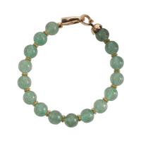 Bracelets quartz, Strawberry Quartz, avec laiton, Rond, Plaqué d'or, unisexe, vert, Longueur Environ 18.5 cm, Vendu par PC