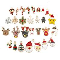 Zink Alloy Christmas Hängen, guldfärg pläterade, Jul Design & DIY & olika stilar för val & emalj & med strass, fler färger för val, nickel, bly och kadmium gratis, Säljs av PC