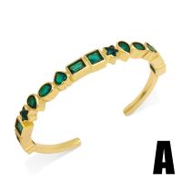 Cilindrata Zircone Bracciale in ottone micro pavimenta, Placcato oro 18K, stili diversi per la scelta & Micro spianare cubic zirconia & per la donna, nessuno, assenza di nichel,piombo&cadmio, 63x9mm, Venduto da PC