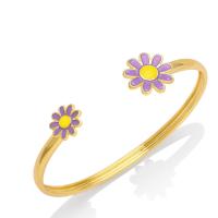 Pulseras de latón, metal, margaritamaya, 18K chapado en oro, para mujer & esmalte, más colores para la opción, libre de níquel, plomo & cadmio, 65x16mm, Vendido por UD