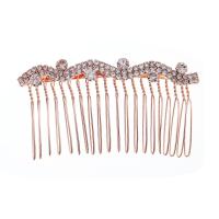 Dekorativni kose Combs, Cink Alloy, porasla zlatna boja pozlatom, 4 komada & za žene & s Rhinestone, porasla zlatnu boju, nikal, olovo i kadmij besplatno, 4računala/Set, Prodano By Set