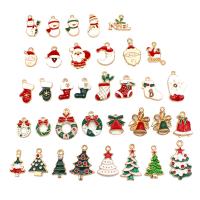 Zinc Alloy Christmas Pendants gold color plated Christmas Design & DIY & enamel & with rhinestone nickel lead & cadmium free Sold By PC