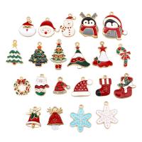 Zinc Alloy Christmas Pendants gold color plated Christmas Design & DIY & enamel & with rhinestone nickel lead & cadmium free Sold By PC