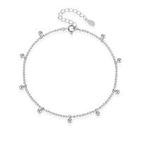 Fashion Sterling Silver Anklet 925 Sterling Silver platinum plated Adjustable & for woman original color 240mm Sold By PC