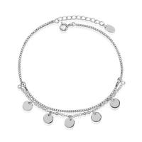 Fashion Sterling Silver Anklet 925 Sterling Silver platinum plated Adjustable & for woman original color 220mm Sold By PC