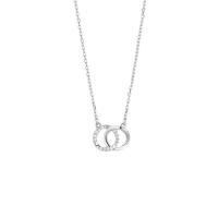 Kubieke Zircon Micro effenen Sterling zilveren ketting, 925 sterling zilver, plated, micro pave zirconia & voor vrouw, meer kleuren voor de keuze, 16.40x9.20mm, Lengte Ca 17.7 inch, Verkocht door PC