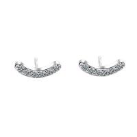 Sterling Silver Jewelry orecchino, 925 sterline d'argento, placcato, per la donna & con strass, nessuno, 9.70x3.40mm, Venduto da coppia