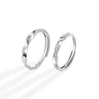 Par Finger Ringar, 925 sterling silver, platinerade, Justerbar & micro bana cubic zirconia, ursprungliga färgen, Säljs av PC