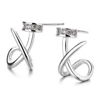 Cubic Zirconia Micro Pave Sterling Silver Náušnice, 925 Sterling Silver, micro vydláždit kubické zirkony & pro ženy, více barev na výběr, 12x6.80mm, Prodáno By Pair