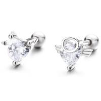 Cubic Zirconia micro pavimenta Sterling Silver Earring, 925 sterline d'argento, placcato, Micro spianare cubic zirconia & per la donna, nessuno, 6x7mm, Venduto da coppia