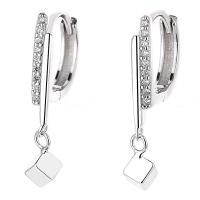 Cubic Zirconia Micro Pave Sterling Silver Náušnice, 925 Sterling Silver, micro vydláždit kubické zirkony & pro ženy, více barev na výběr, 21.30x12.20mm, Prodáno By Pair