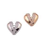 Cubic Zirconia Broche, metal, Corazón, chapado, micro arcilla de zirconia cúbica & para mujer, más colores para la opción, libre de níquel, plomo & cadmio, 20x18mm, Vendido por UD