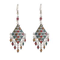 Fashion Fringe Oorbellen, Zinc Alloy, Geometrisch Patroon, platinum plated, Bohemien stijl & voor vrouw & met strass, meer kleuren voor de keuze, nikkel, lood en cadmium vrij, 23x73mm, Verkocht door pair