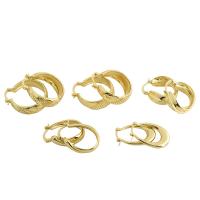 Laiton Anneau d'oreille, Plaqué or 18K, styles différents pour le choix & pour femme, Vendu par paire