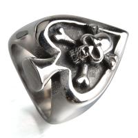 Titantium Steel fingerring, Titanium Stål, Skull, poleret, forskellig størrelse for valg & for mennesket, oprindelige farve, Solgt af PC