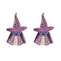 Zinc Alloy Stud Earring, Tovenaar, mode sieraden & Halloween Jewelry Gift & voor vrouw & met strass, meer kleuren voor de keuze, nikkel, lood en cadmium vrij, 45x29mm, Verkocht door pair