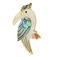 Natuurlijke Abalone Shell Hangers, White Shell, met Abalone Schelp, Vogel, mode sieraden & DIY, multi-gekleurde, 33x52x3mm, Gat:Ca 1mm, 5pC's/Lot, Verkocht door Lot