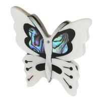 Naturlig Abalone Shell Pendler, White Shell, med Abalone Shell, Butterfly, Naturligt & mode smykker & du kan DIY, flerfarvede, 45x42x4mm, Hole:Ca. 1mm, 5pc'er/Lot, Solgt af Lot