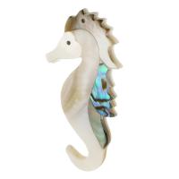 Naturlig Abalone Shell Pendler, White Shell, med Abalone Shell, Seahorse, Naturligt & mode smykker & du kan DIY, flerfarvede, 30x58x4mm, Hole:Ca. 1mm, 10pc'er/Lot, Solgt af Lot