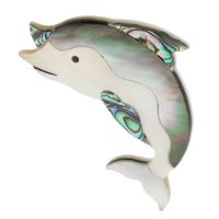 Naturlig Abalone Shell Pendler, med White Shell, Dolphin, Naturligt & mode smykker & du kan DIY, flerfarvede, 40x61x4mm, Hole:Ca. 1mm, 5pc'er/Lot, Solgt af Lot