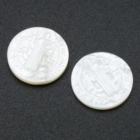 Cabochon en coquillage, coquille blanche, Rond, Naturel & bijoux de mode & DIY, blanc, 14x14x3mm, 10PC/lot, Vendu par lot