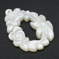 Natural White Shell Pendler, Naturligt & mode smykker & du kan DIY & hule, hvid, 25.50x33x3mm, Hole:Ca. 1mm, Solgt af PC